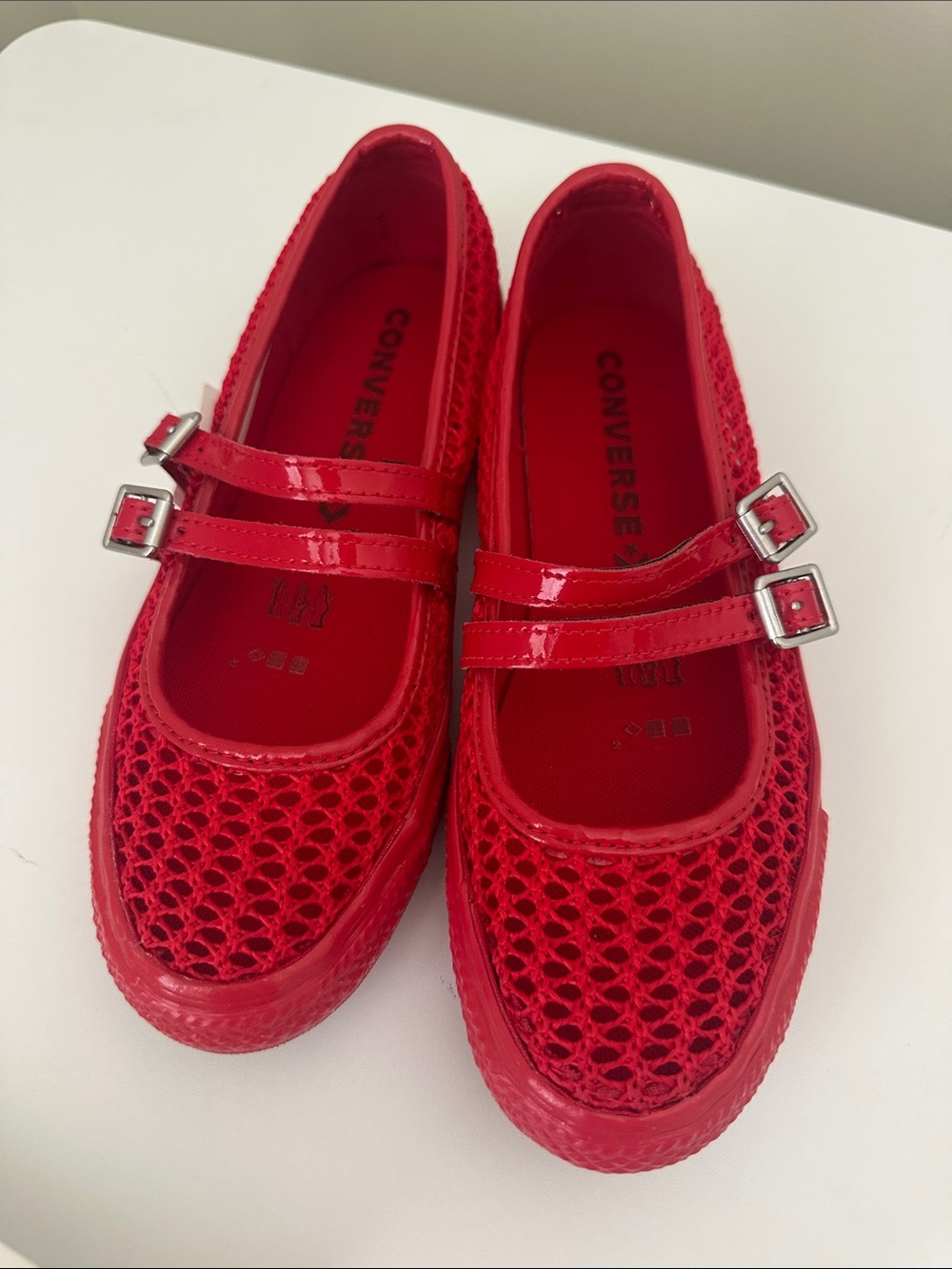 Converse Chuck Taylor All Star Dainty Mary Jane Sneakers Red Crochet